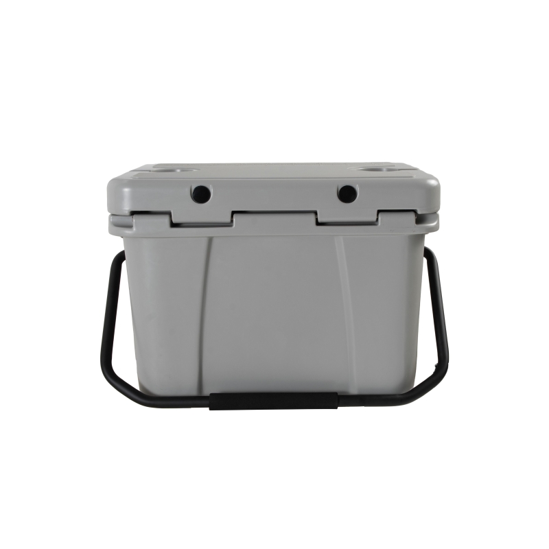 Insulated Portable Cooler with Impact-Resistant Hard Shell, Outdoor Ice Chest for Extended Travel, 21.5″ L x 15.5″ W x 15.5″ H, Grey