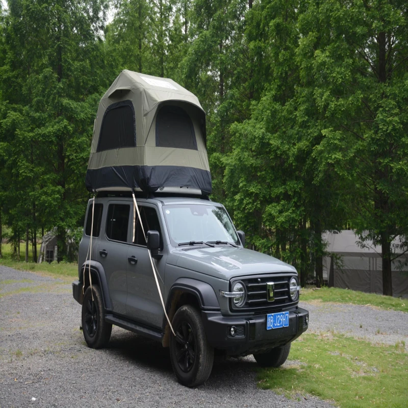Quick-Setup 2-Person Camping Tent with Electric Pump, Inflatable Rooftop Tent for Car & SUV, 86.5″ L x 57″ W x 52.5″ H, Black+Green
