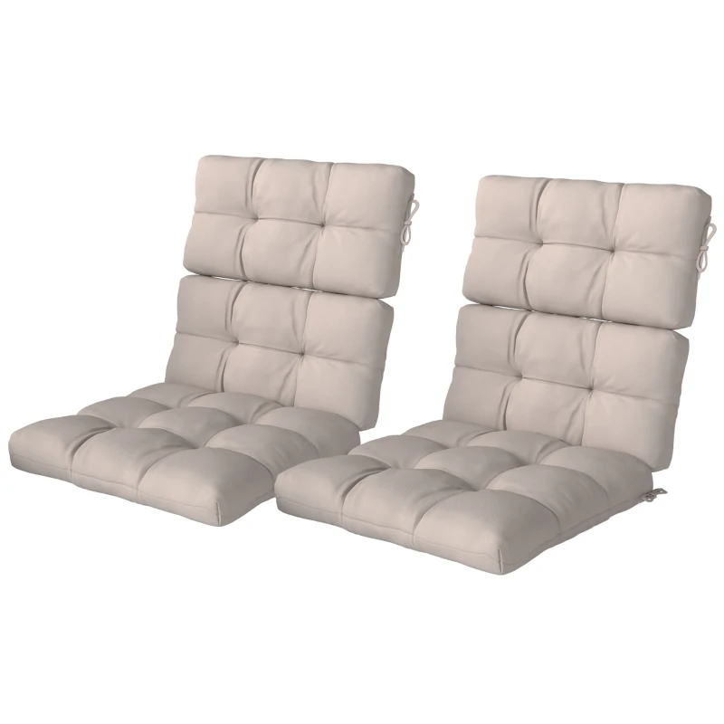 Outsunny 2-Piece Back Seat Cushion Replacement, Outdoor Patio Chair Cushions Set with Ties, Button Tufted, Beige