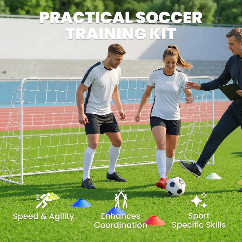 Soozier Soccer Goal, 6 x 4ft Portable Practice Soccer Net with Nylon Mesh, Steel Frame, for Indoor and Outdoor Use