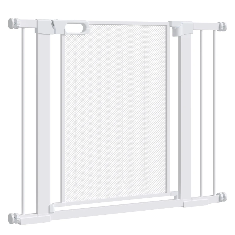 PawHut 29.5"-40.6" Metal Pet Gate, Dog Gate with Auto Closing Door, Double Locking, for Doorways, Stairs, Hallways, White