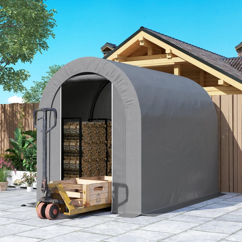 Outsunny 5' x 8' Outdoor Storage Shed, Heavy Duty Galvanized Steel Portable Shed for Bike, Motorcycle, Garden Tools, Light Grey