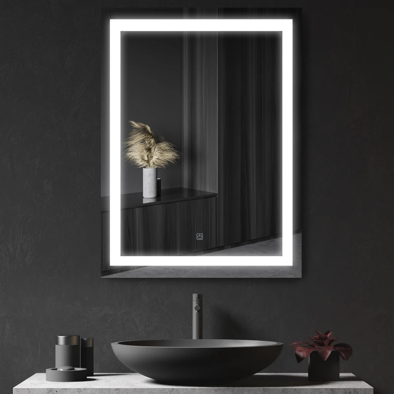 HOMCOM LED Bathroom Mirror Wall Mount Vanity Make Up Mirror with Dimmable Touch Switch Control and Defogger, Waterproof - 36" x 28"