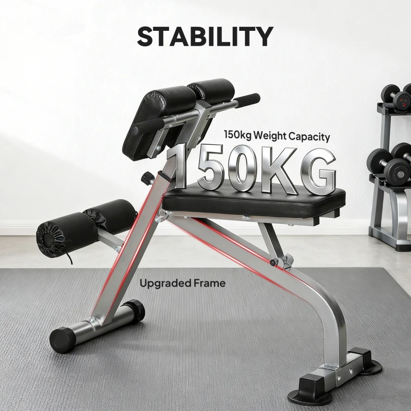 Soozier Roman Chair Back Extension Machine, Height Adjustable Hyperextension Bench, 38" x 26.8" x 27.2–43.3", Silver Tone