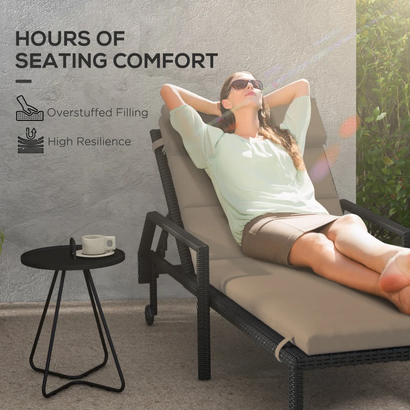 Outsunny Patio Chaise Lounge Chair Cushion Replacement Sun Lounger Pads with Headrest and Ties, Dark Grey