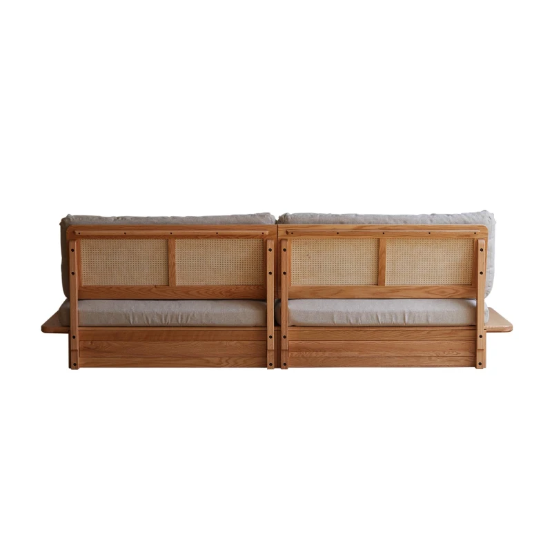 Oversized Storage Sofa with Cotton-Linen Upholstery, Spacious Wood Sofa with Removable Washable Cushions, 108″ L x 37.5″ W x 29.5″ H, Orange