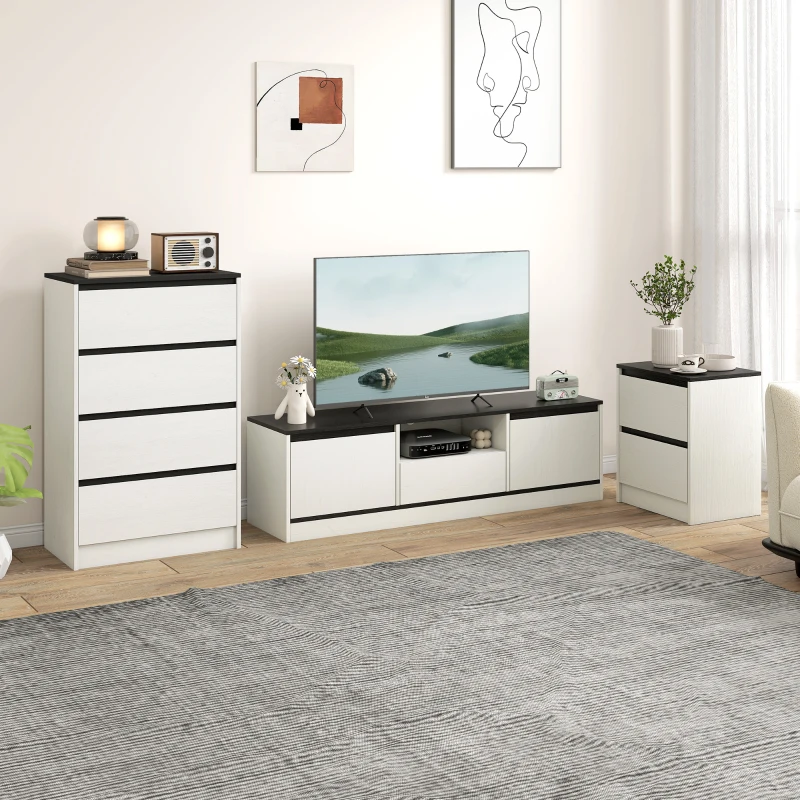 HOMCOM Nightstands Set of 2, Modern Bedside Tables with 2 Drawers, End Side Tables for Bedroom, White