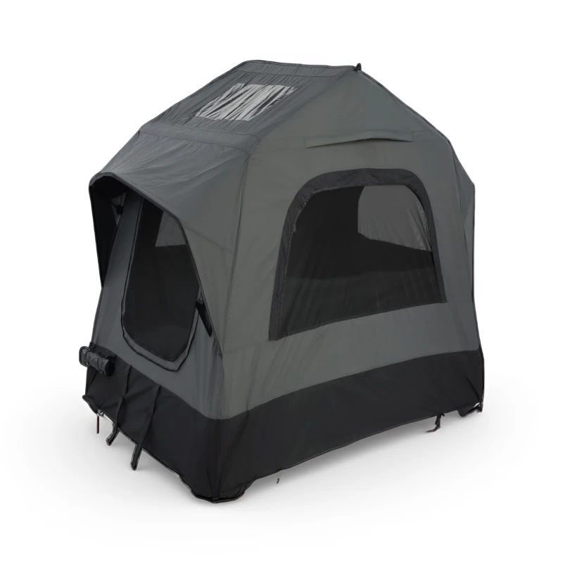 Inflatable Truck Roof Tent with Electric or Hand Pump, Quick-Setup Camping Tent for Overland Trips, 86.5″ L x 57″ W x 52.5″ H, Black+ Gray