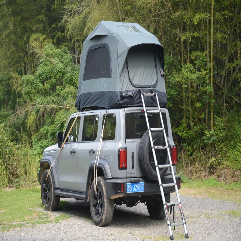 Inflatable Truck Roof Tent with Electric or Hand Pump, Quick-Setup Camping Tent for Overland Trips, 86.5″ L x 57″ W x 52.5″ H, Black+ Gray