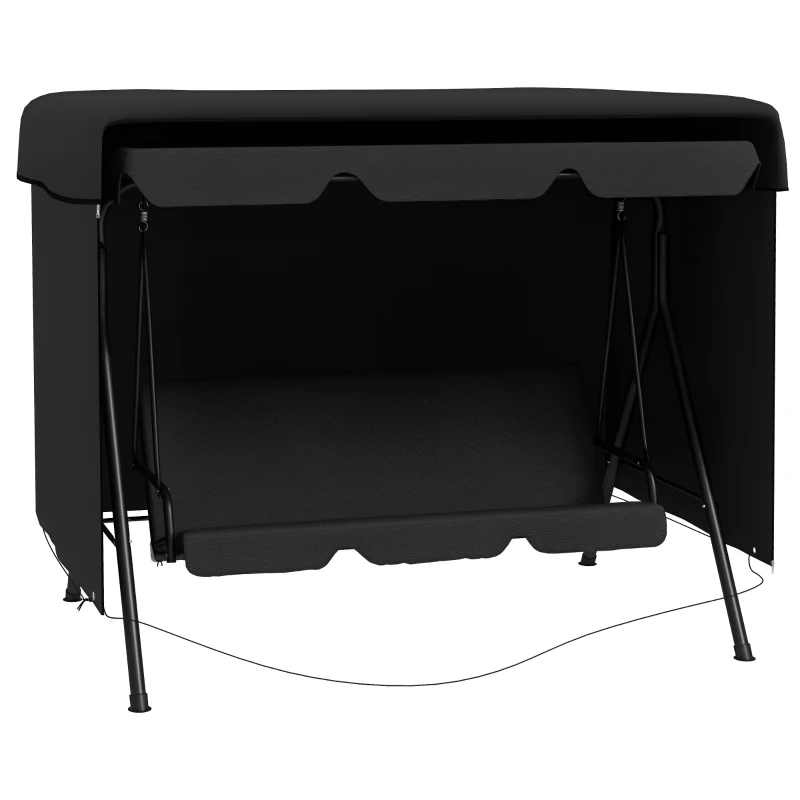 Outsunny 3-Seater Patio Swing Cover, Outdoor Garden Furniture Protection, 85" x 61" x 59", Black