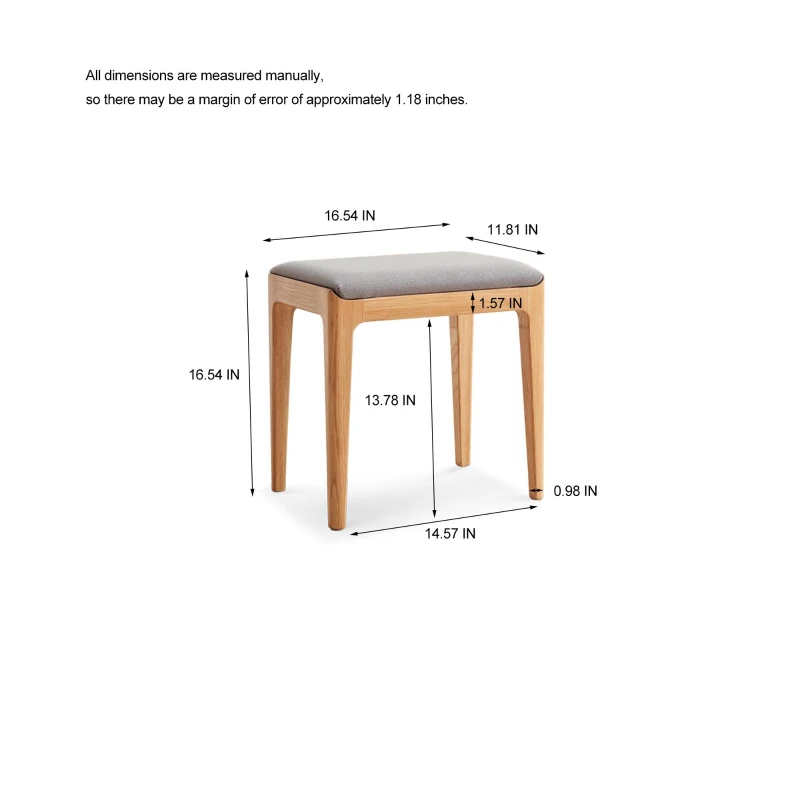Modern Makeup Vanity Set with Rectangle Mirror and Drawers, Spacious Dressing Table Set for Bedroom, 35.5″ L x 15.5″ W x 29.5″ H, Oak