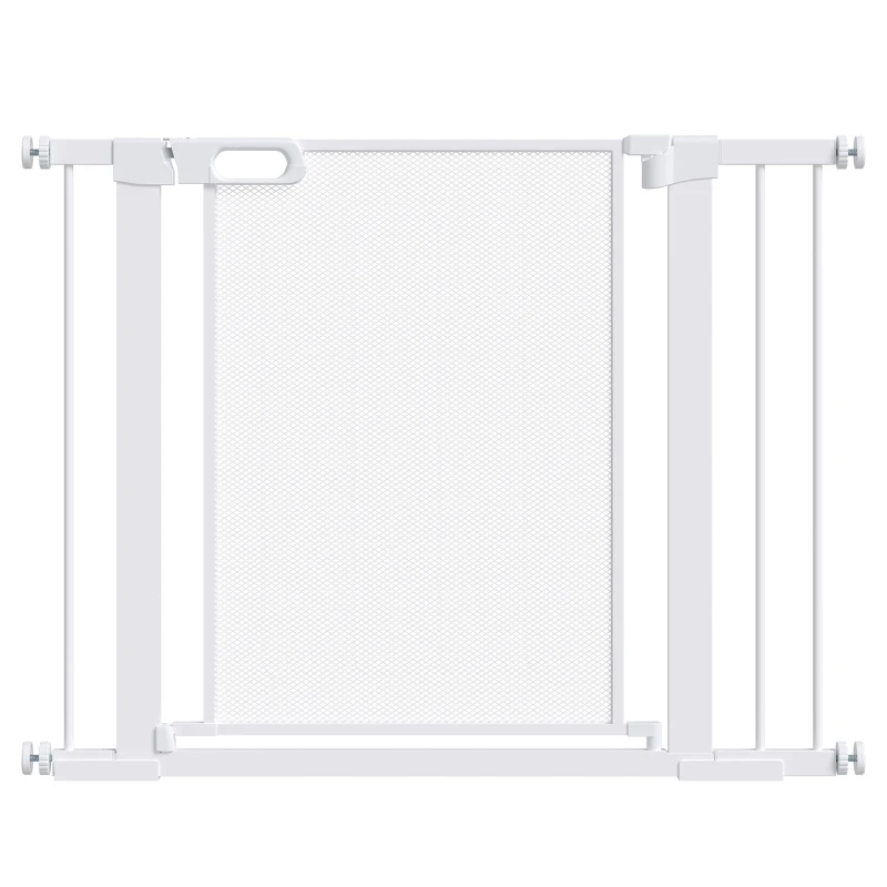 PawHut 29.5"-40.6" Metal Pet Gate, Dog Gate with Auto Closing Door, Double Locking, for Doorways, Stairs, Hallways, White