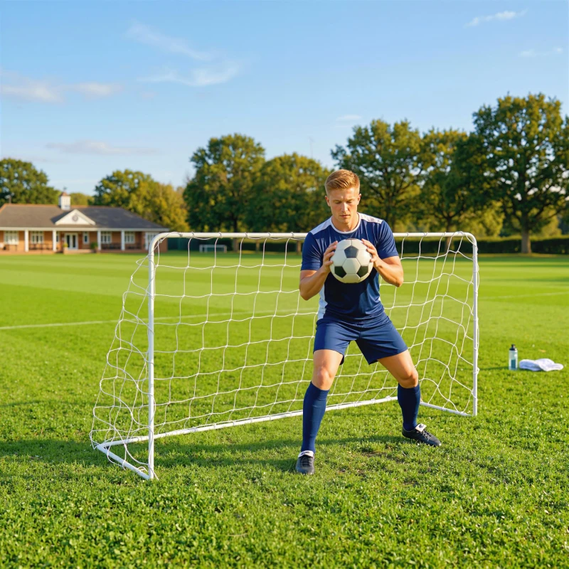 Soozier Soccer Goal, 6 x 4ft Portable Practice Soccer Net with Nylon Mesh, Steel Frame, for Indoor and Outdoor Use