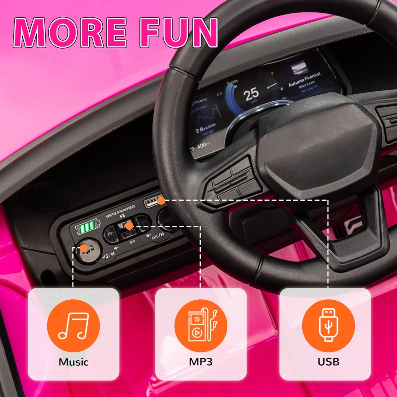 Qaba 12V CHEVROLET SILVERADO EV RST Licensed Kids Car w/ Remote, Spring Suspension, Soft Start, Training Wheels, Pink