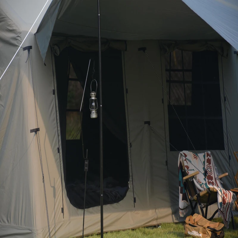 Inflatable Camping Tent with Hand Pump & Polyester Fabric, Waterproof Glamping Tent for Outdoor, 157.5″ L x 118″ W x 90.5″ H, Army Green