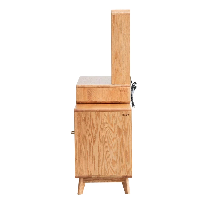 Modern Makeup Vanity Set with Rectangle Mirror and Drawers, Spacious Dressing Table Set for Bedroom, 35.5″ L x 15.5″ W x 29.5″ H, Oak