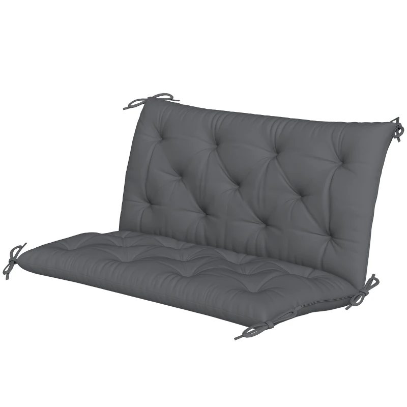 Outsunny Porch Swing Cushion Garden Bench Cushion with Backrest, Non-Slip 2-seater Soft Pad, Swing Chair Mat Replacement for Indoor and Outdoor, 39.4" x 38.6", Dark Grey