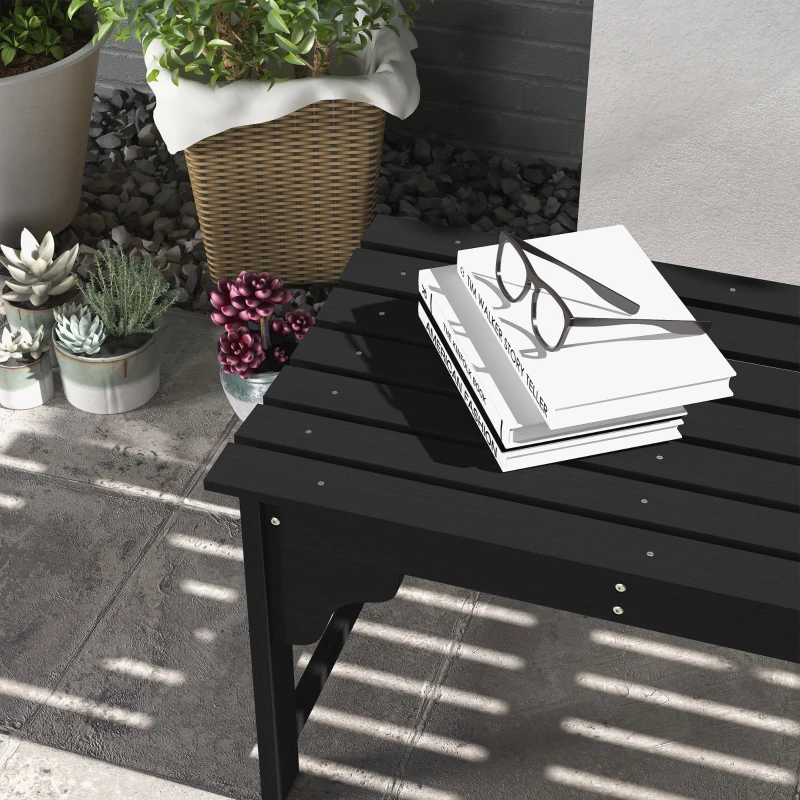 Outsunny Wooden Garden Bench, Patio Double Park Bench with Slatted Seat, Front Porch Backless Bench, Black