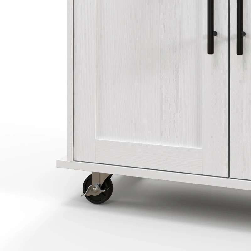 HOMCOM Rolling Island with Wheels for Kitchen, Kitchen Island on Rollers with Power Outlets, Drawer and Doors