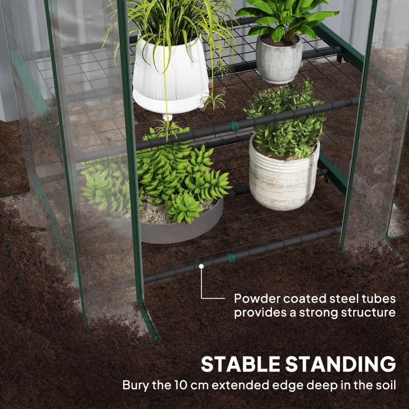 Outsunny 5 Tier Mini Greenhouse, Portable Outdoor Flower Stand with Shelf Clips, Indoor Greenhouse with Steel Frame, Transparent, 27.25" x 19.25" x 76", Clear