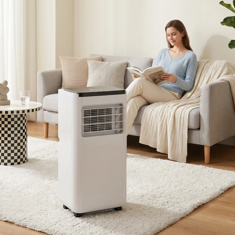 HOMCOM 8000 BTU Portable 4-in-1 Air Conditioner with Cool, Dehumidifier, Fan, Sleep, WiFi Voice Remote Control, White