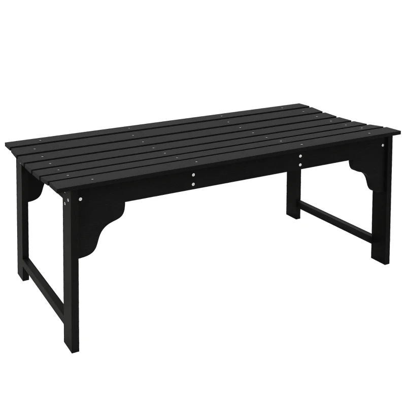 Outsunny Wooden Garden Bench, Patio Double Park Bench with Slatted Seat, Front Porch Backless Bench, Black