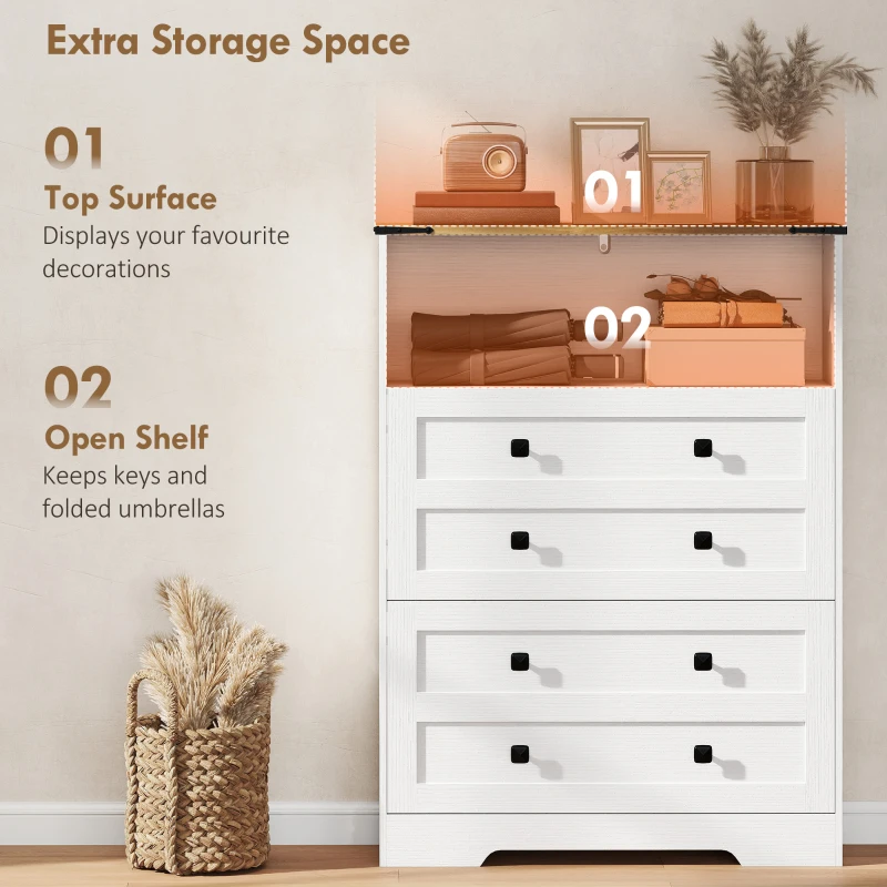 HOMCOM Shoe Cabinet with 2 Flip Drawers, Narrow Shoe Storage Cabinet, White