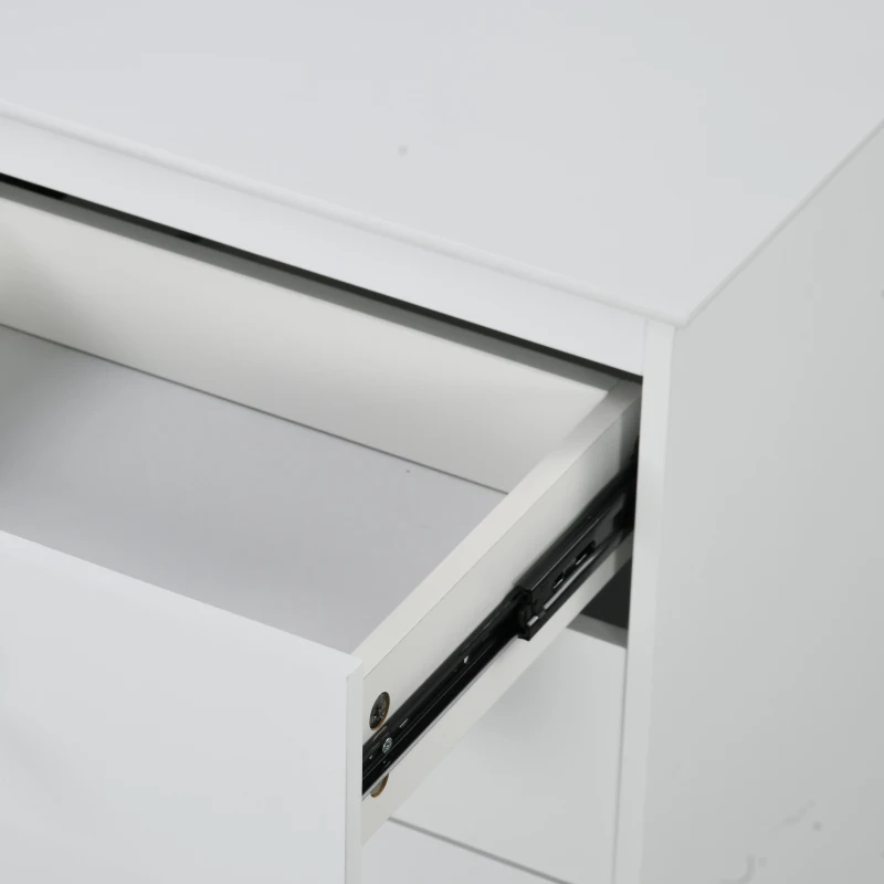 HOMCOM Set of Two Three-Drawer Modern Bedside Tables for Bedroom, White