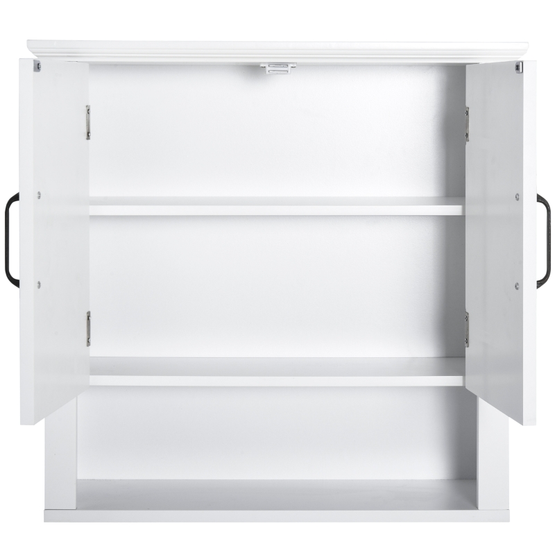 HOMCOM Wall Mount Bathroom Cabinet, Storage Organizer Kitchen Cupboard with 2 Doors and Adjustable Shelf White