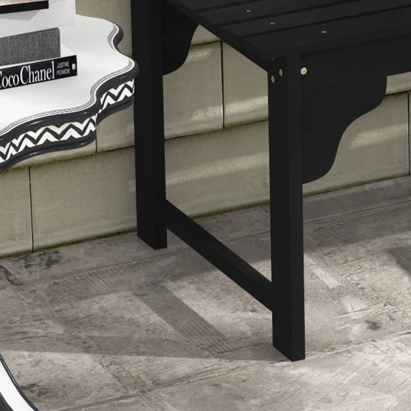 Outsunny Wooden Garden Bench, Patio Double Park Bench with Slatted Seat, Front Porch Backless Bench, Black