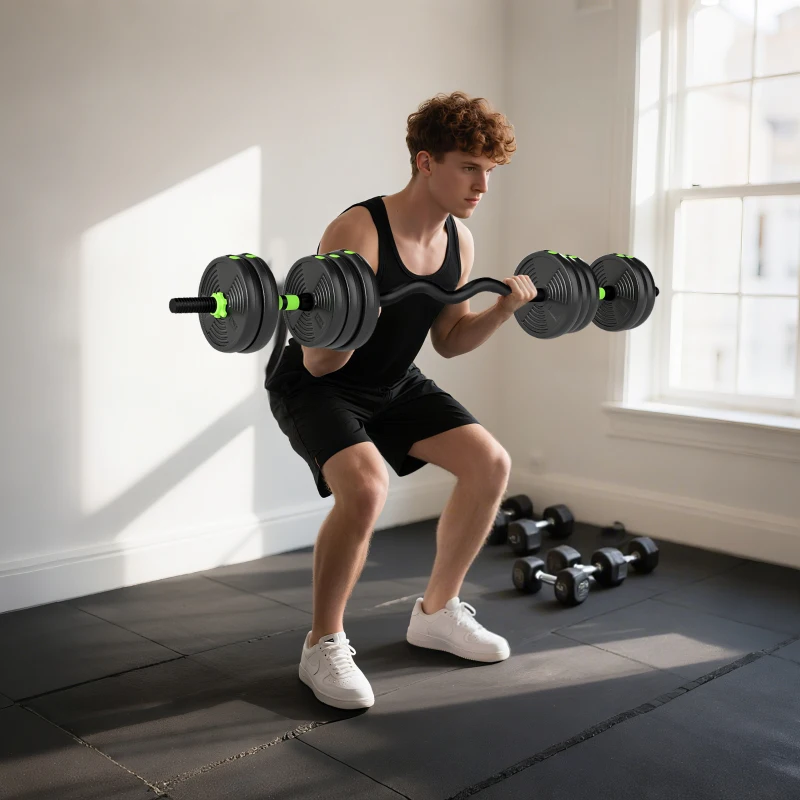 Soozier Adjustable Dumbbell Set, 3 in 1 Weights Dumbbells Set for Home Gym, 55lb Free Weights with Connector and Non-Slip Grip