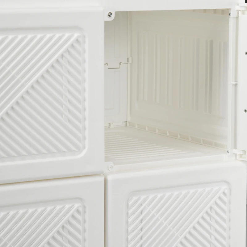 HOMCOM Portable Wardrobe, Foldable Storage Organzier with 8 Compartments, Magnet Doors, White