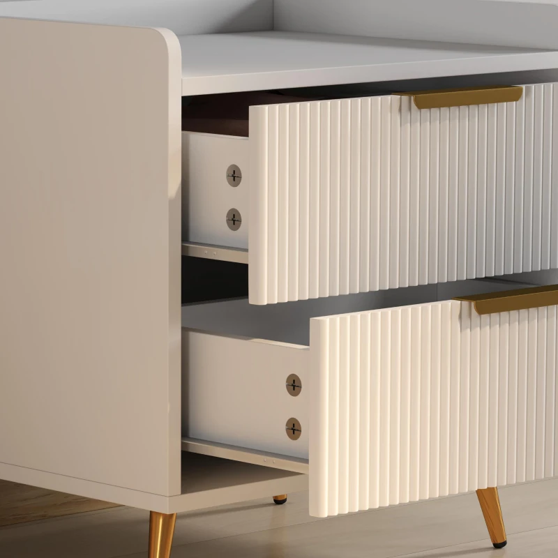 HOMCOM Bedside Table, Nightstand with 2 Drawers, Side End Table with Metal Legs for Bedroom, White