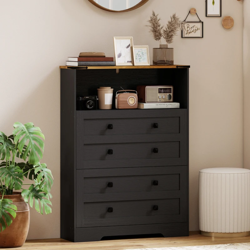 HOMCOM Shoe Cabinet with 2 Flip Drawers, Narrow Shoe Storage Cabinet, Black