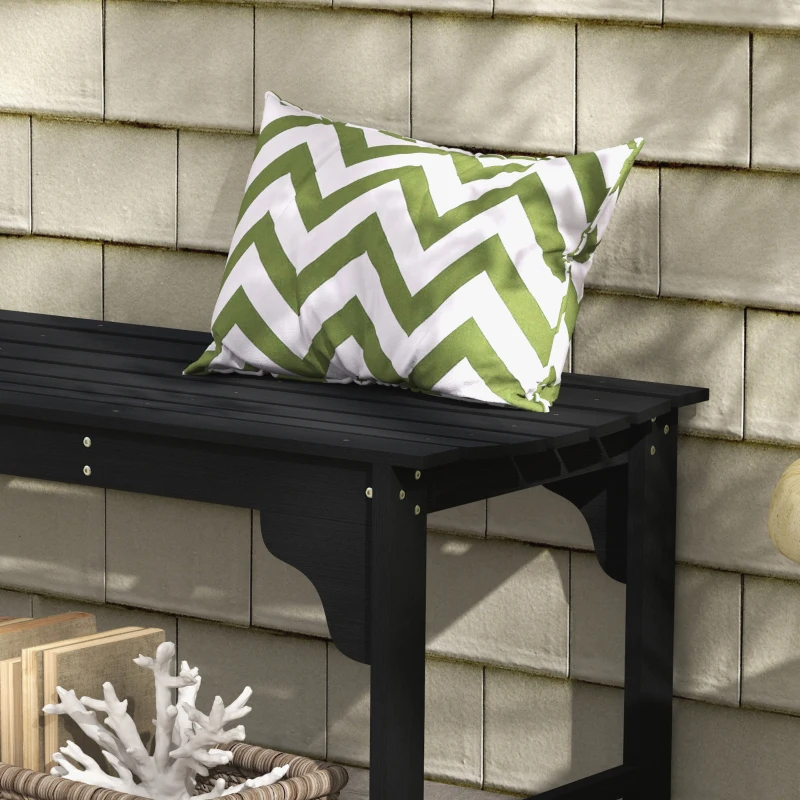 Outsunny Wooden Garden Bench, Patio Double Park Bench with Slatted Seat, Front Porch Backless Bench, Black