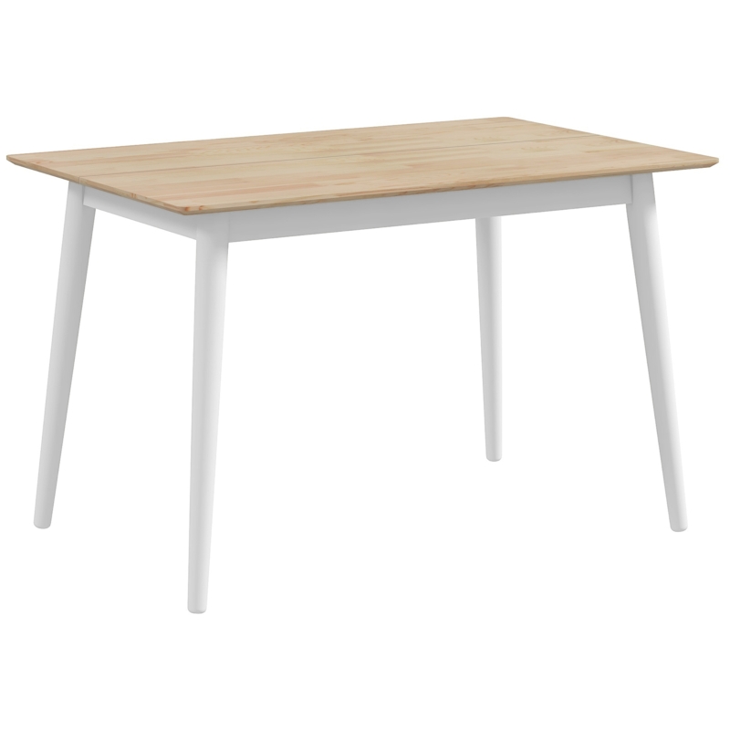 HOMCOM 47" x 30" Dining Table, Farmhouse Dining Room Table with Pine Wood Frame, Space Saving Kitchen Table, Natural
