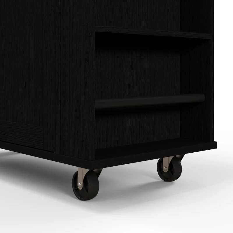 HOMCOM Rolling Island with Wheels for Kitchen, Kitchen Island on Rollers with Power Outlets, Drawer and Doors