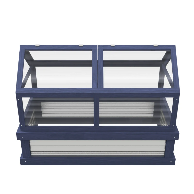 Outsunny Raised Garden Flower Bed Kit w/ Greenhouse, Wooden Cold Frame Planter, Gray