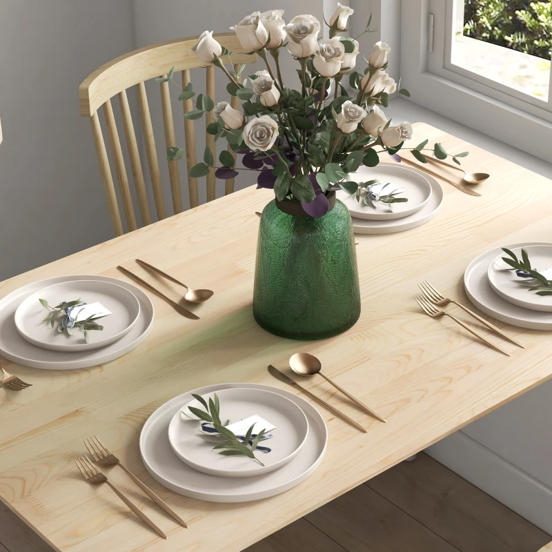 HOMCOM 47" x 30" Dining Table, Farmhouse Dining Room Table with Pine Wood Frame, Space Saving Kitchen Table, Natural
