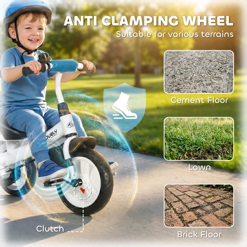 Qaba 6 in 1 Tricycle for Toddler 1-5 Years with Parent-Push Handle, Blue