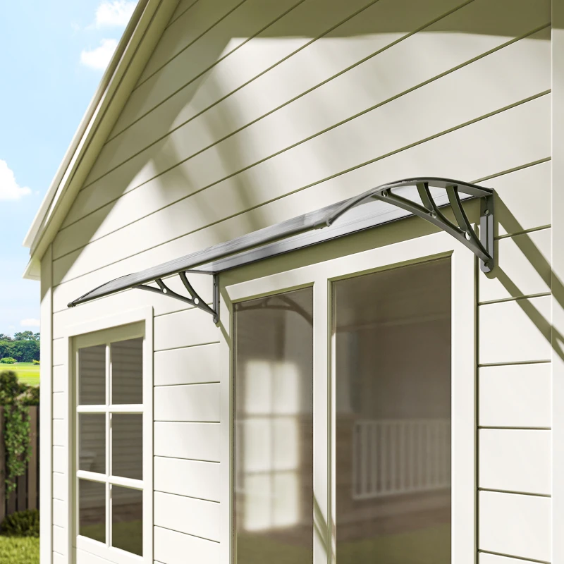 Outsunny Window Awning Door Canopy, Polycarbonate Front Door Outdoor Patio Cover, Sun Shelter, Hollow Sheet, 43.3" x 23.6", Clear