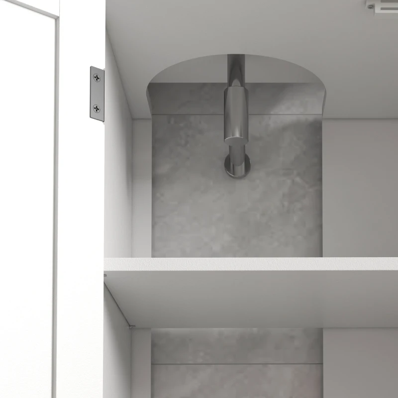 HOMCOM Bathroom Vanity Cabinet, Under Sink Storage Cabinet with Double Doors, Open and Adjustable Shelves, White