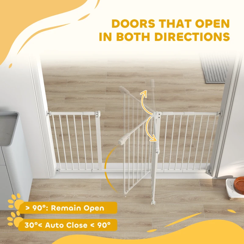PawHut 30 Inch Tall Pet Gate with Door Dog Gate and Barrier Indoor for Stairs Includes 7", 8", 12" Extensions Kit