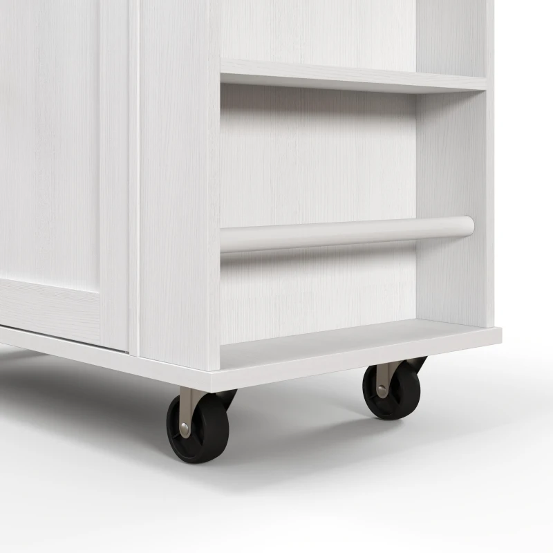 HOMCOM Rolling Island with Wheels for Kitchen, Kitchen Island on Rollers with Power Outlets, Drawer and Doors