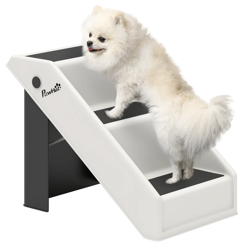 PawHut Dog Stairs for Small Dogs, 14.5" H Foldable Pet Ramp with 3 Non-Slip Steps for High Beds or Sofas