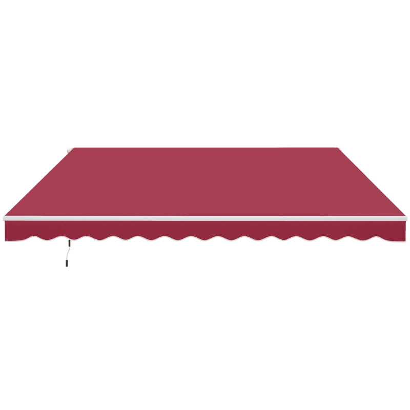 Outsunny 12' x 10' Retractable Awning Patio UV Resistant Fabric and Aluminum Frame for Deck, Balcony, Yard, Wine Red