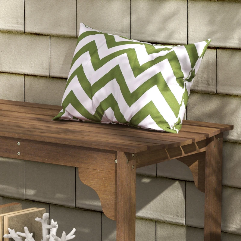 Outsunny Wooden Garden Bench, Patio Double Park Bench with Slatted Seat, Front Porch Backless Bench, Teak