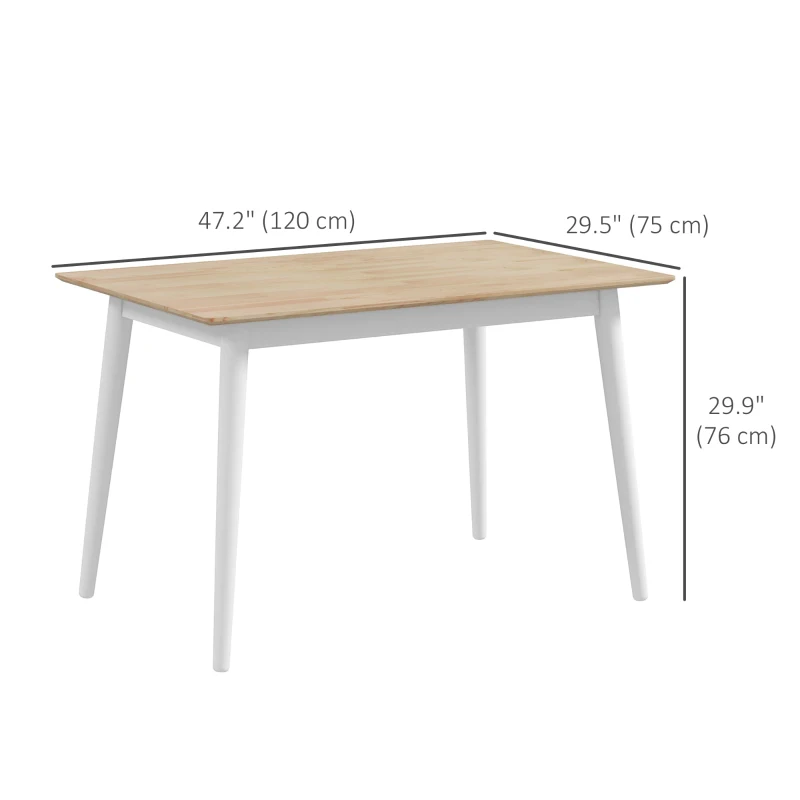 HOMCOM 47" x 30" Dining Table, Farmhouse Dining Room Table with Pine Wood Frame, Space Saving Kitchen Table, Natural