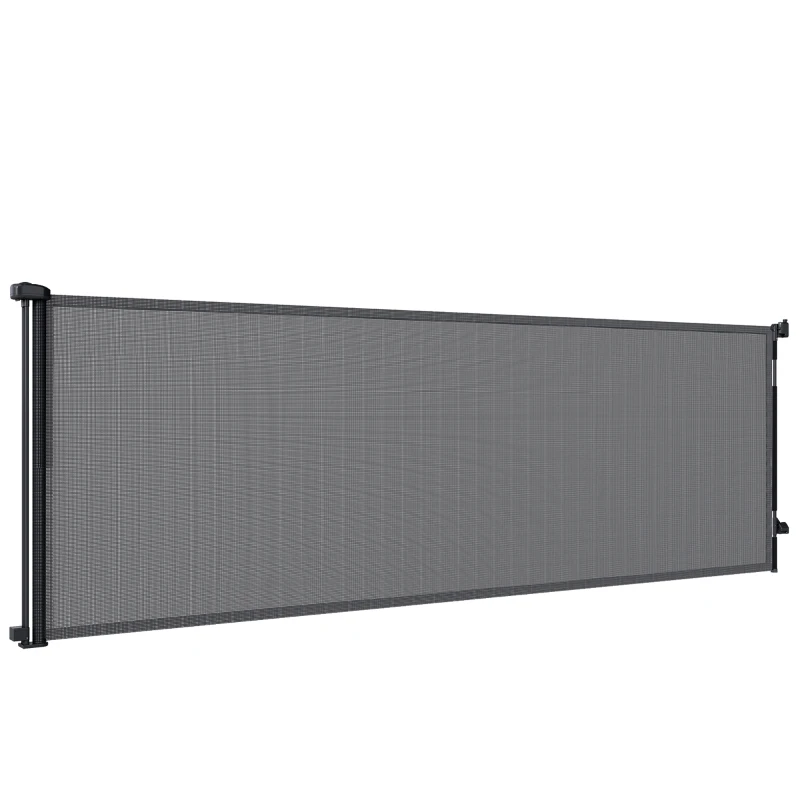 PawHut Retractable Dog Gate, 41" Tall,  Extends to 122" Wide, Mesh Pet Gate with Single Hand Operation, for Stairs, Doorways