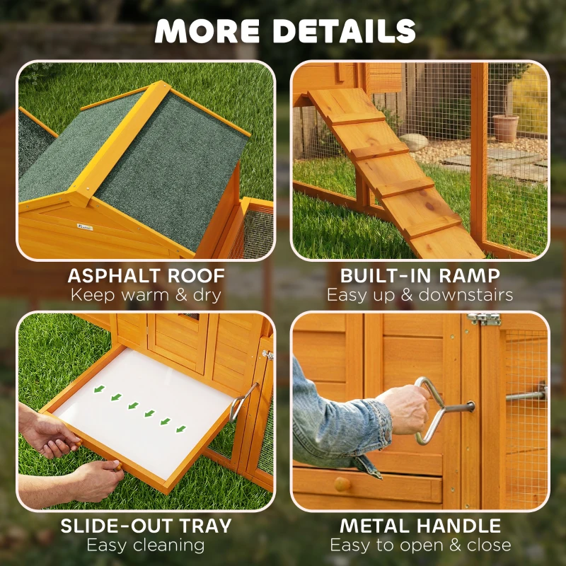 PawHut Extra Large Run Included Chicken Coop with Removable Tray Orange